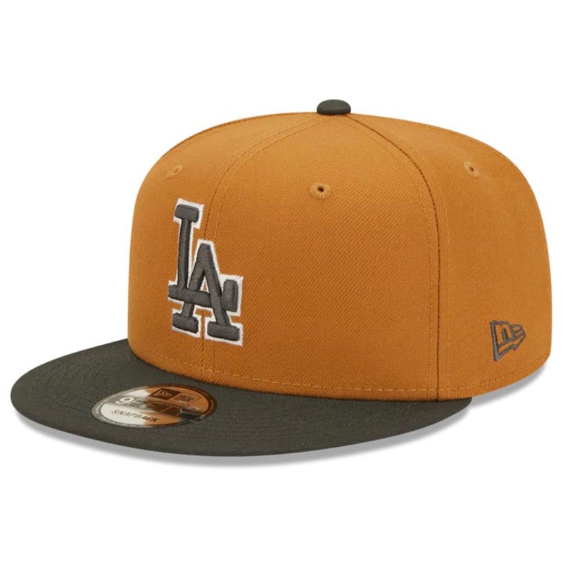 Los Angeles Dodgers New Era MLB 9FIFTY 950 Snapback Cap Hat Light Brown Crown Gray Visor Gray/White Logo (2-Tone Color Pack)