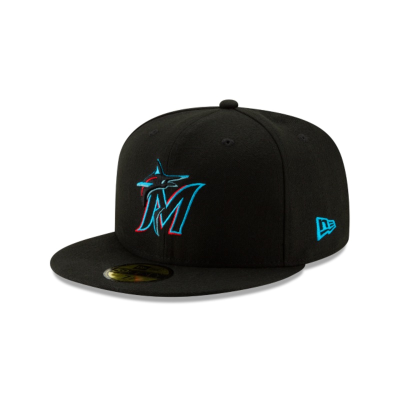 Miami Marlins MLB New Era Men’s Black 59Fifty Authentic Collection Fitted Hat