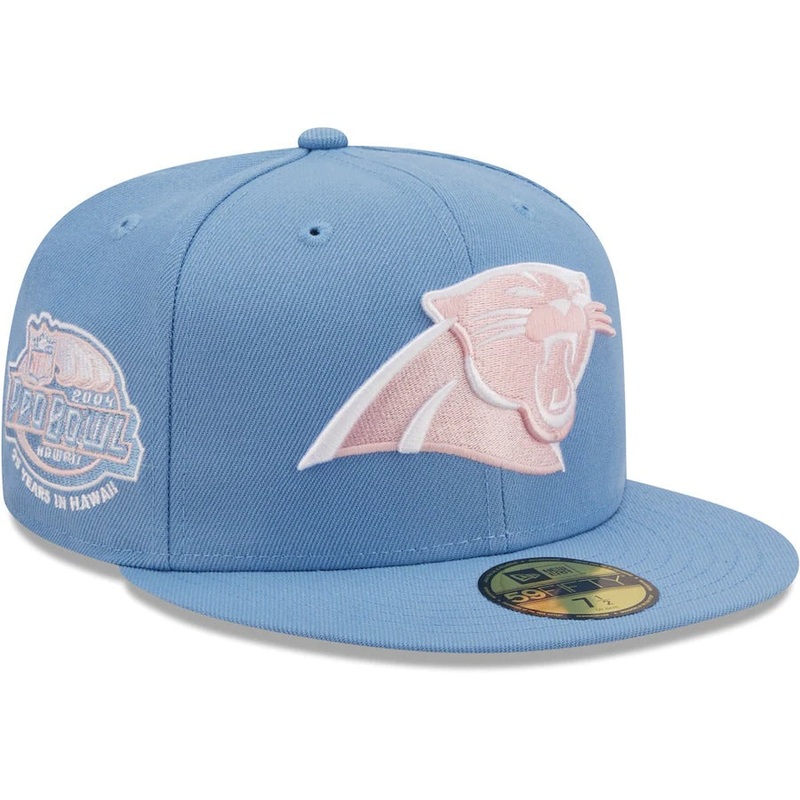 New Era Carolina Panthers Light Blue 2004 Pro Bowl Pink Undervisor 59FIFTY Fitted Hat