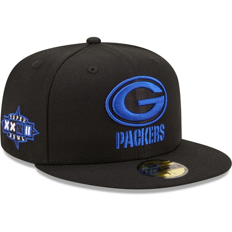 New Era Green Bay Packers Black Royal Undervisor Super Bowl XXXII 59FIFTY Fitted Hat