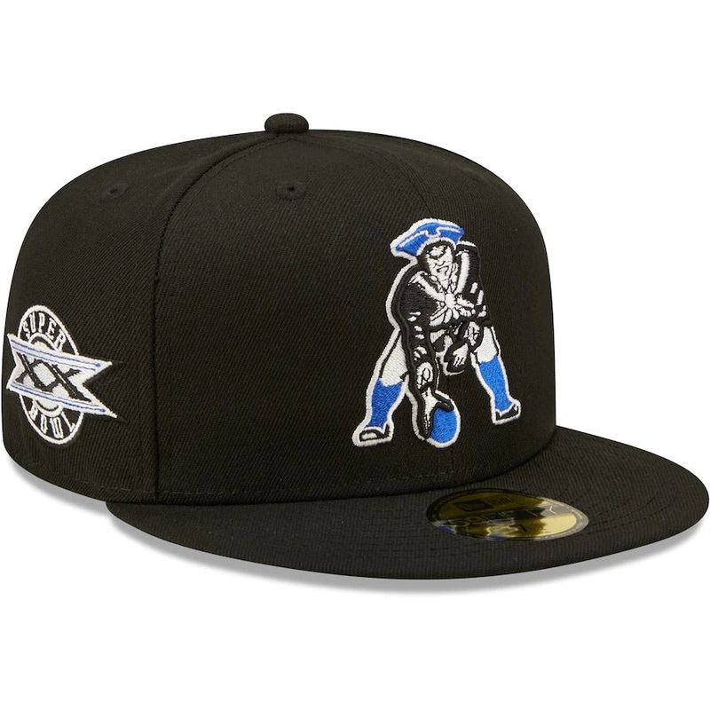 New Era New England Patriots Black Royal Undervisor Super Bowl XX 59FIFTY Fitted Hat
