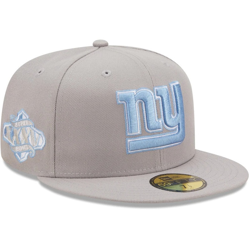 New Era New York Giants Gray Super Bowl XXXV Sky Blue Undervisor 59FIFTY Fitted Hat