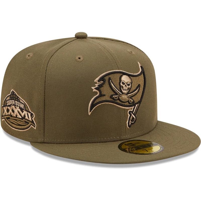 New Era Tampa Bay Buccaneers Olive Super Bowl XXXVII Camo Undervisor 59FIFTY Fitted Hat