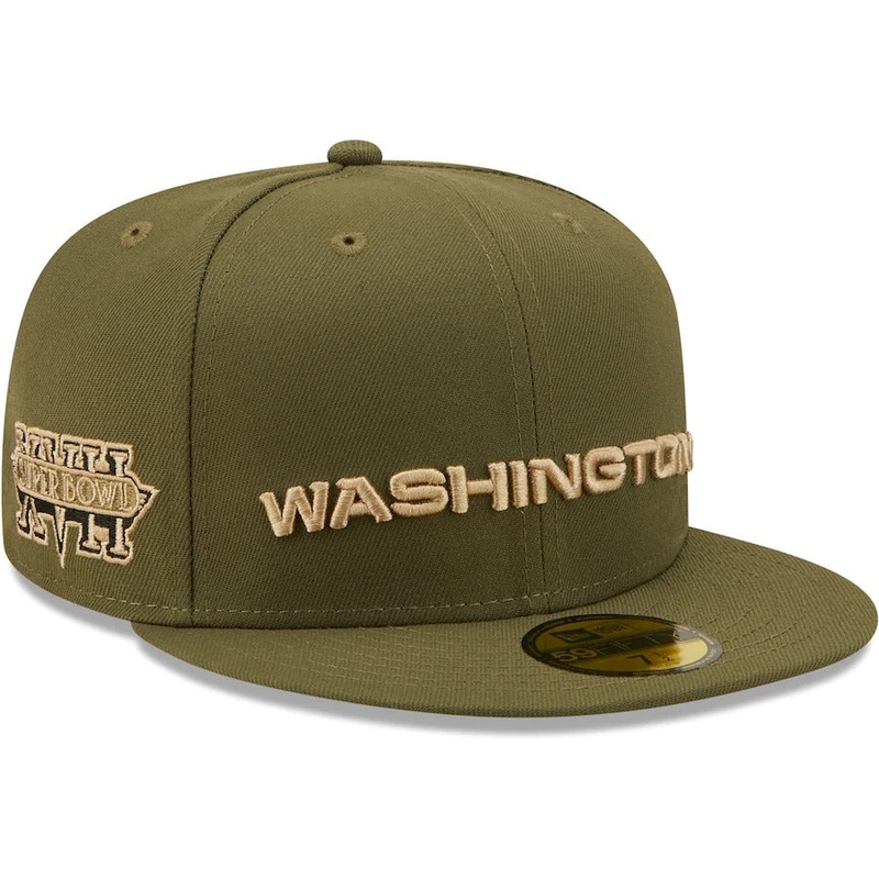 New Era Washington Football Team Olive Super Bowl XVII Camo Undervisor 59FIFTY Fitted Hat