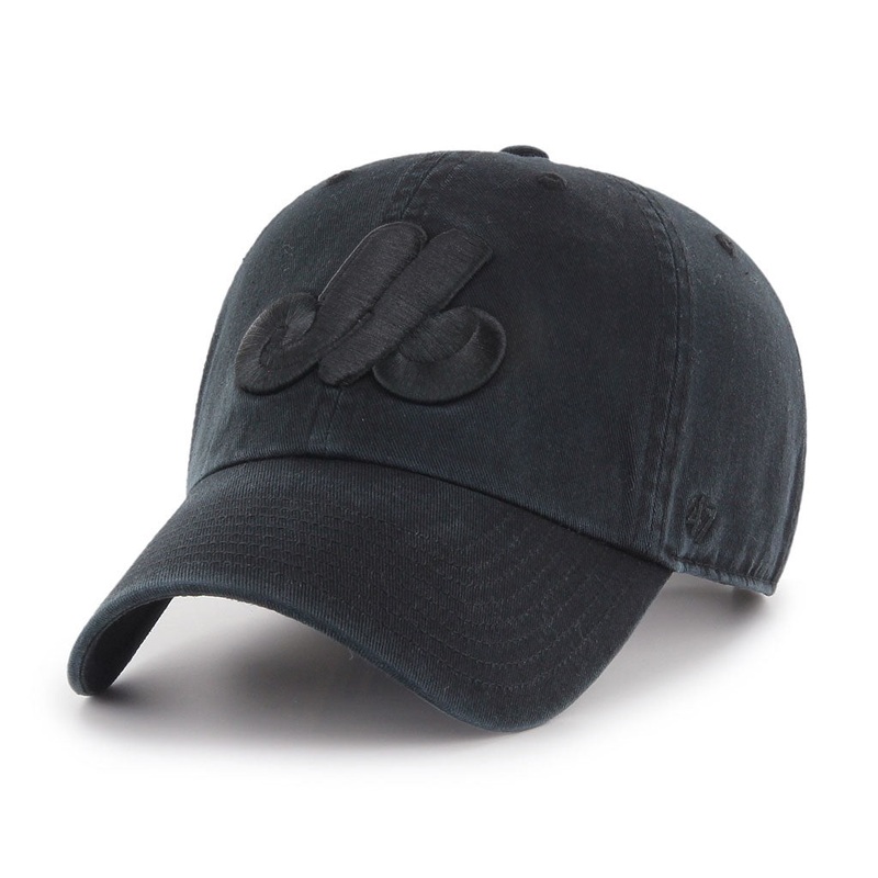 Montreal Expos MLB 47 Brand Men’s Black on Black Clean Up Adjustable Hat