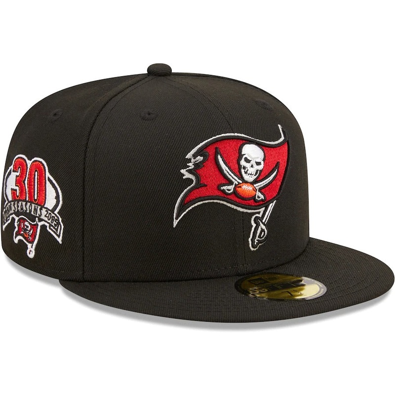 New Era Tampa Bay Buccaneers Black 30th Anniversary Patch Logo 59FIFTY Fitted Hat