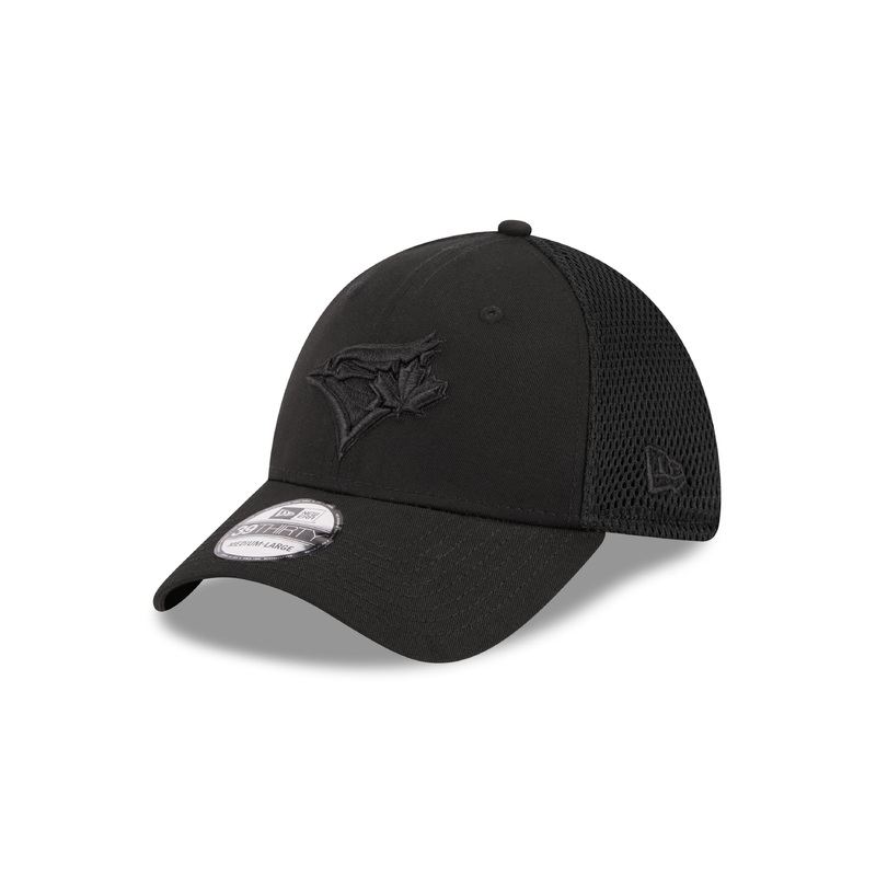 Toronto Blue Jays MLB New Era Men’s Black on Black 39Thirty Mesh Stretch Fit Hat