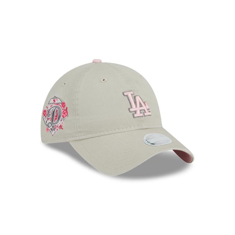 (Women) Los Angeles Dodgers New Era MLB 9TWENTY 920 Adjustable Cap Hat Stone Crown/Visor Pink/Gray Logo (2023 Mother’s Day)