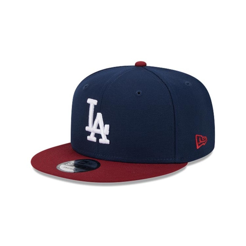 (Youth) Los Angeles Dodgers New Era MLB 9FIFTY 950 Kid Snapback Cap Hat Navy Blue Crown Maroon Visor White Logo (2-Tone Color Pack)