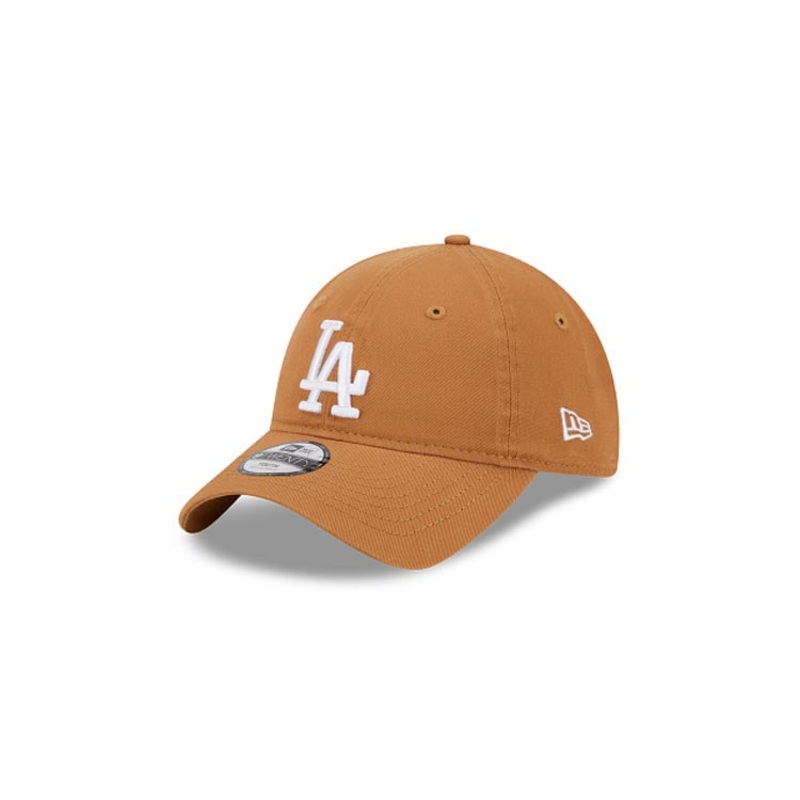 (Youth) Los Angeles Dodgers New Era MLB 9TWENTY 920 Toddler/Child/Youth Adjustable Cap Hat Light Brown Crown/Visor White Logo