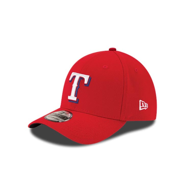 (Youth) Texas Rangers New Era MLB 39THIRTY 3930 Kid Flexfit Cap Hat Red Crown/Visor White/Royal Blue Logo