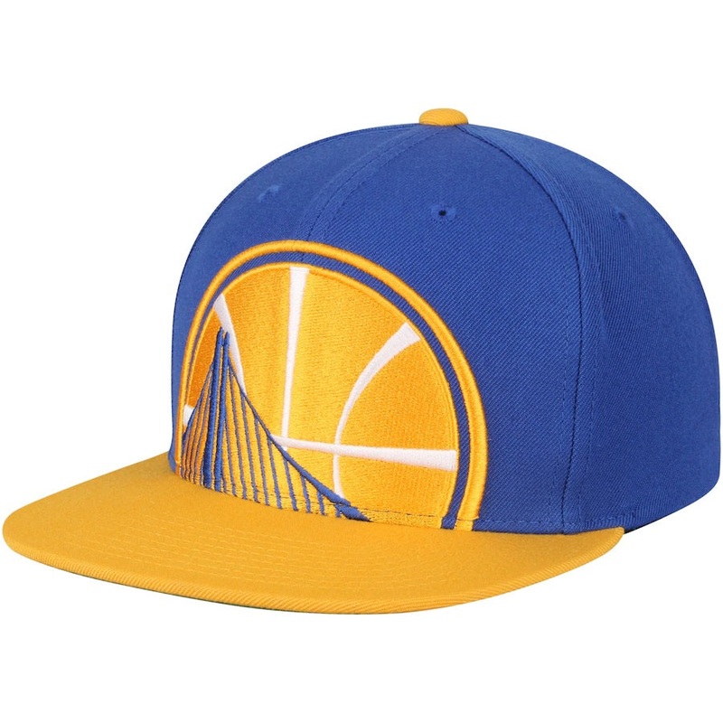 Golden State Warriors NBA Mitchell & Ness Men’s Royal/Gold Cropped XL Logo Snapback