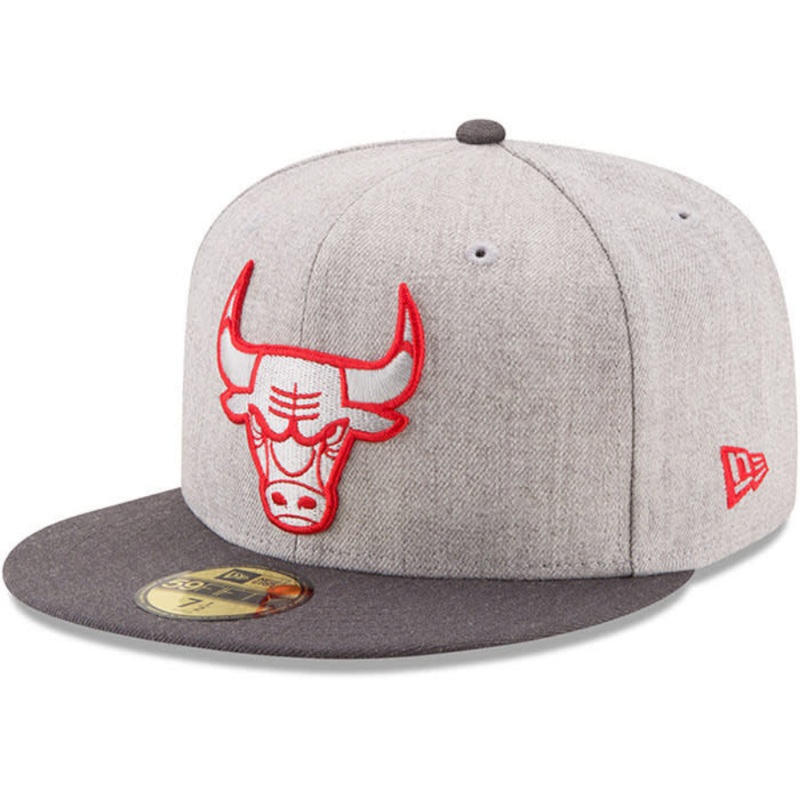 New Era Chicago Bulls Heather Grey Action 59FIFTY Fitted Hat