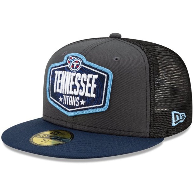 New Era Graphite/Navy Tennessee Titans 2021 NFL Draft On-Stage Mesh Back 59FIFTY Fitted Hat