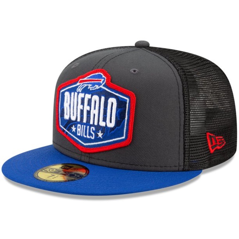 New Era Graphite/Royal Buffalo Bills 2021 NFL Draft On-Stage Mesh Back 59FIFTY Fitted Hat