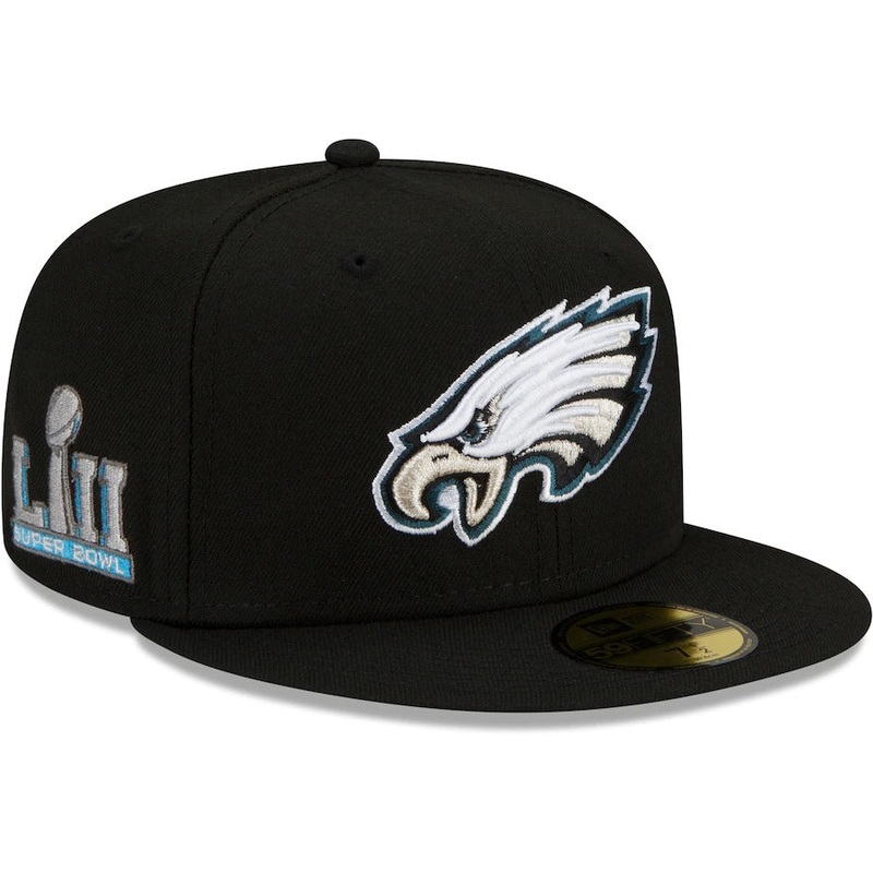 New Era Philadelphia Eagles Black Patch Up Super Bowl LII 59FIFTY Fitted Hat