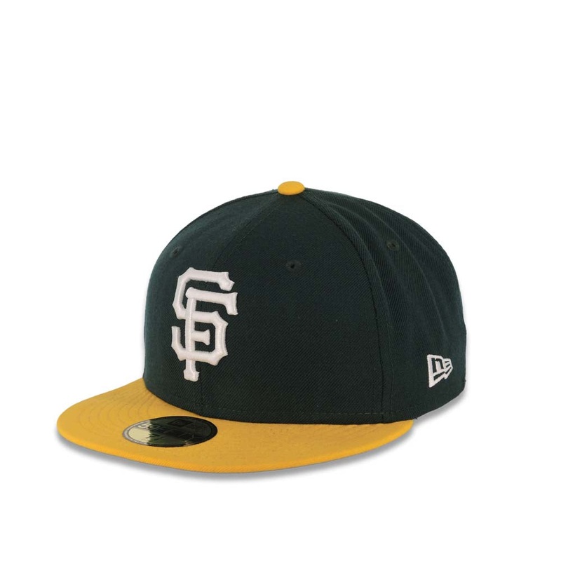 San Francisco Giants New Era 59FIFTY 5950 Fitted Cap Hat Dark Green Crown Yellow Visor White Logo