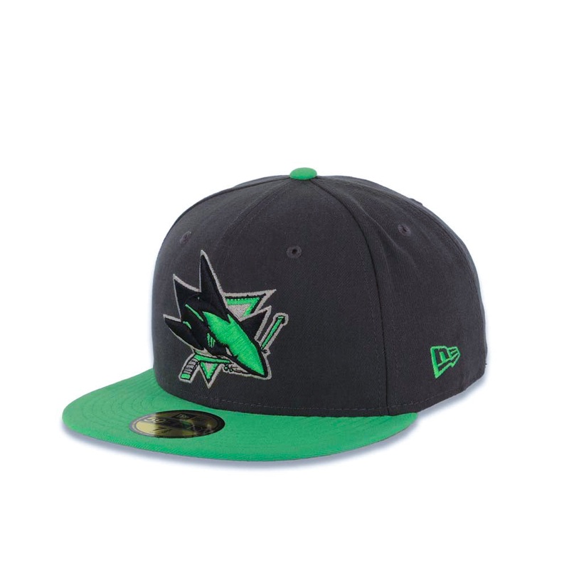 San Jose Sharks New Era NHL 59FIFTY 5950 Fitted Cap Hat Dark Gray Crown Green Visor Green/Black Logo