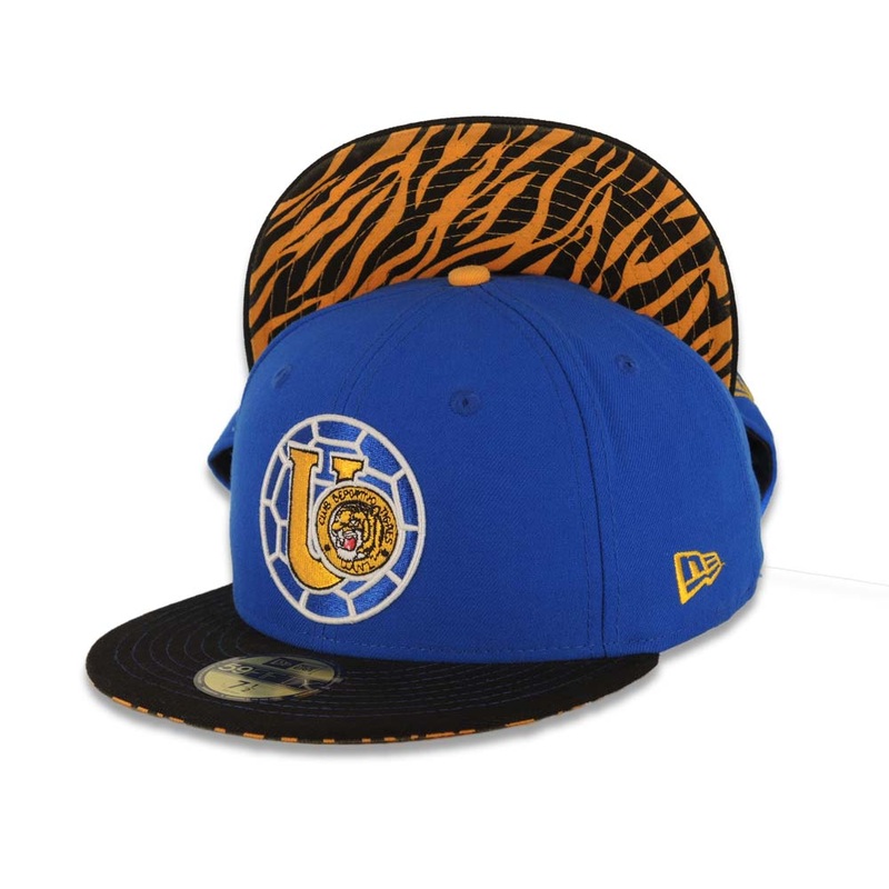 Tigres Uanl New Era 59FIFTY 5950 Fitted Circle Cap Hat Royal Blue Crown Black Visor Team Color Logo Tiger Print UV