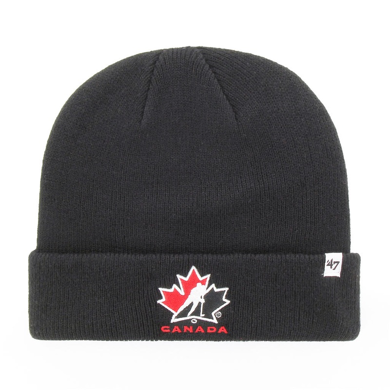 Hockey Canada IIHF 47 Brand Men’s Black Raised Cuff Knit Hat