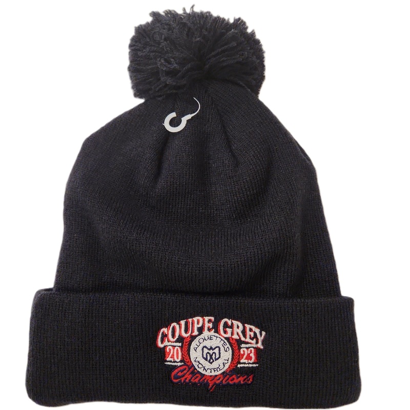 Montreal Alouettes CFL New Era Men’s Navy 2023 Grey Cup Champions Cuff Pom Knit Hat