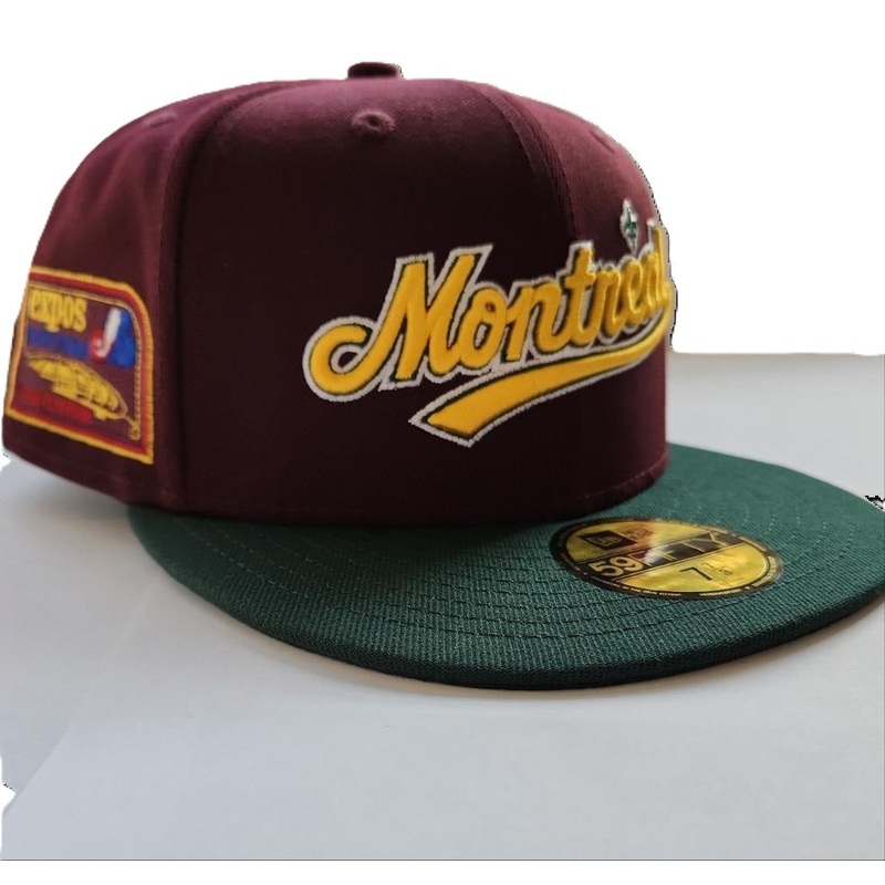 Montreal Expos MLB New Era Men’s Maroon/Green 59Fifty Olympic Stadium Patch Cooperstown Fitted Hat