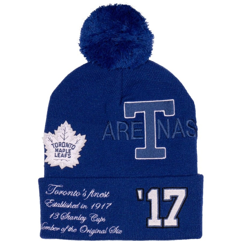 Toronto Maple Leafs NHL Mitchell & Ness Men’s Royal Blue Graduation Cuff Pom Hat