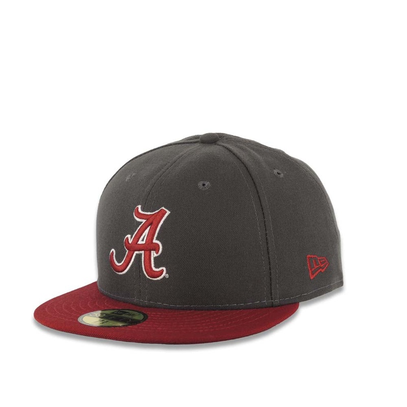 Alabama Crimson Tide New Era NCAA 59FIFTY 5950 Fitted Cap Hat Dark Gray Crown Cardinal Visor Cardinal/White Logo