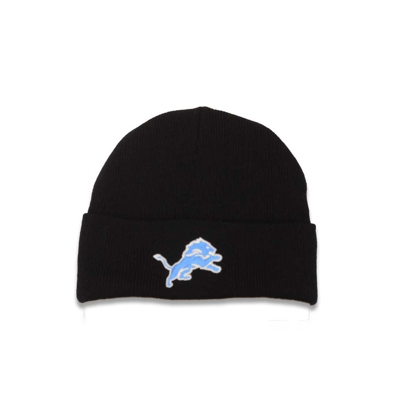 Detroit Lions New Era NFL Cuffed Basic Knit Beanie Black Crown/Visor Team Color Logo