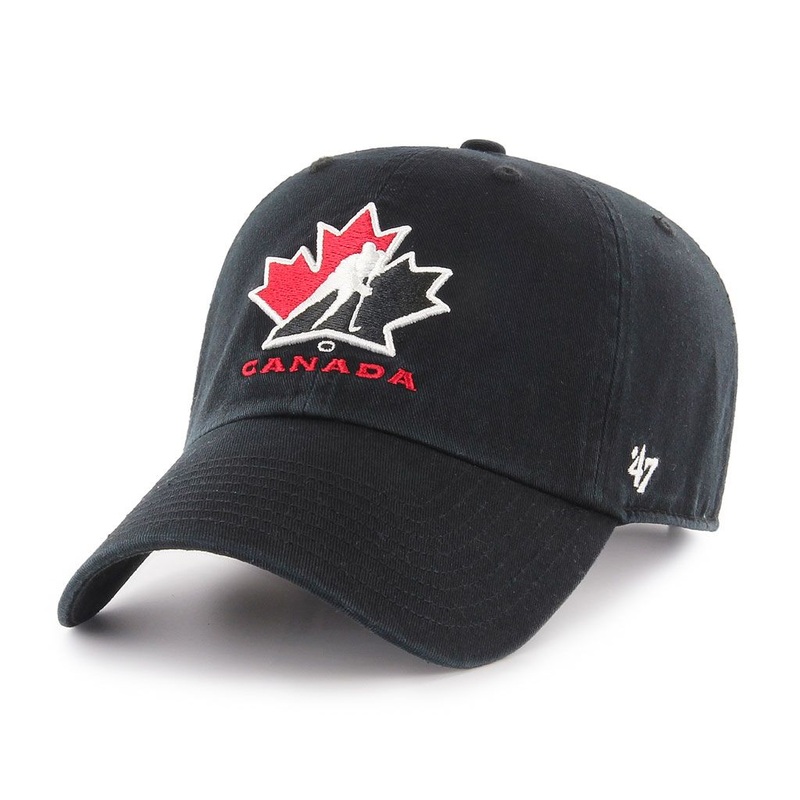 Hockey Canada IIHF 47 Brand Men’s Black Clean Up Adjustable Hat
