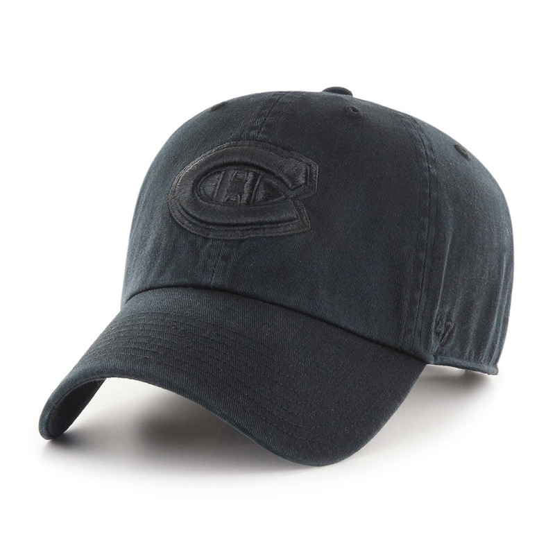 Montreal Canadiens NHL 47 Brand Men’s Black on Black Clean Up Adjustable Hat