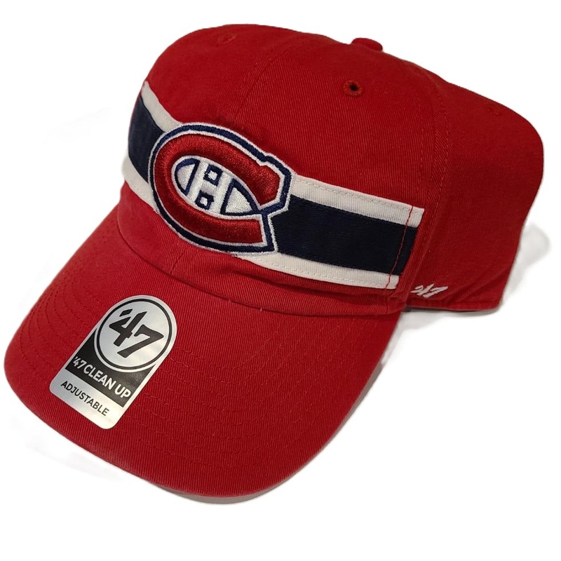 Montreal Canadiens NHL 47 Brand Men’s Red Team Stripe Clean Up Adjustable Hat
