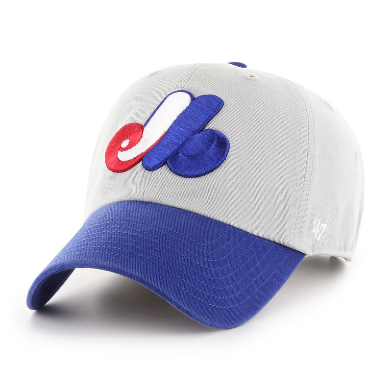 Montreal Expos MLB 47 Brand Men’s Grey/Royal Blue Two Tone Clean Up Adjustable Hat