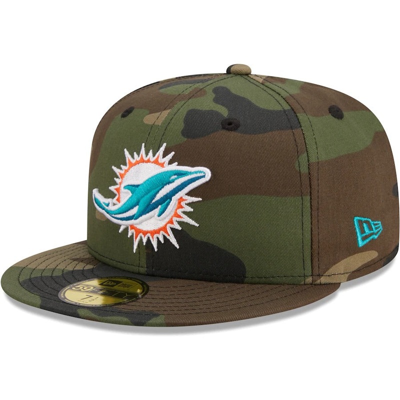 New Era Miami Dolphins Camo Woodland 59FIFTY Fitted Hat