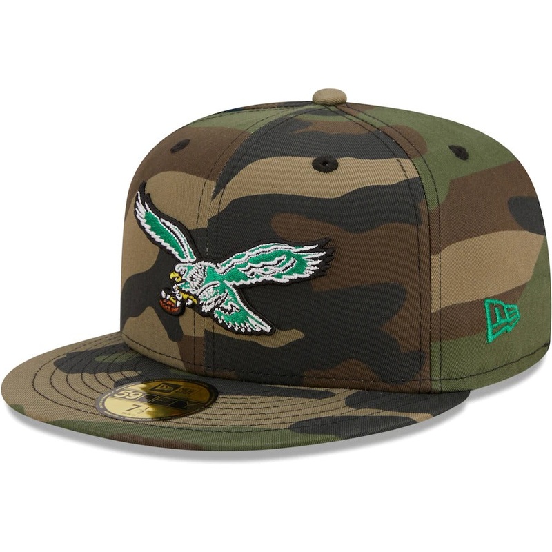 New Era Philadelphia Eagles Camo Woodland 59FIFTY Fitted Hat