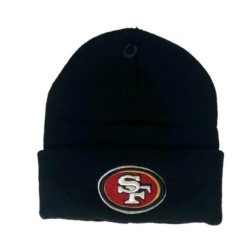 San Francisco 49ers Basic Cuffed Beanie Knit Black Crown/Visor Team Color Logo