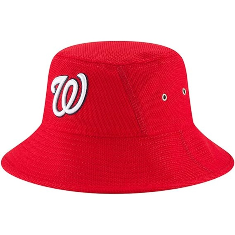 Washington Nationals New Era MLB Bucket Cap Hat Red Crown/Visor Team Color Logo (Clubhouse)