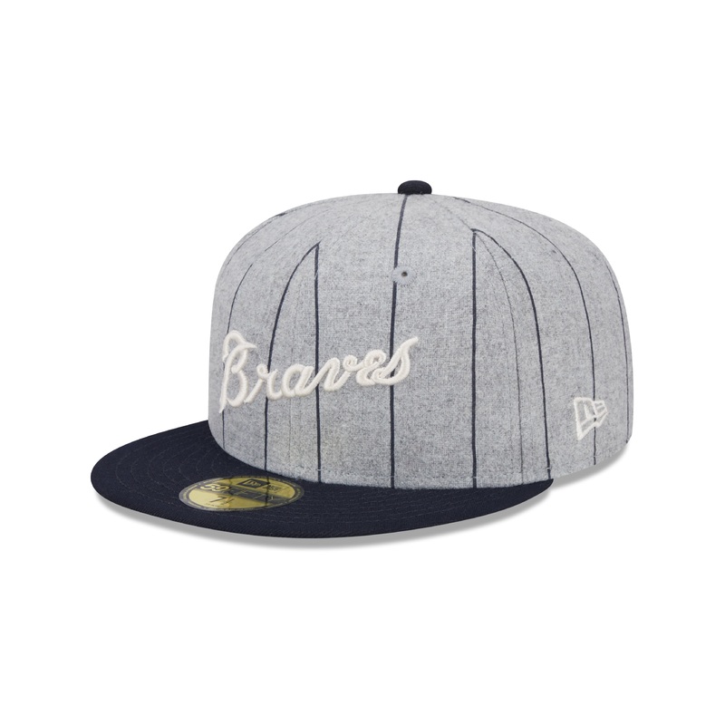 Atlanta Braves MLB New Era Men’s Grey 59Fifty Heather Pinstripe Fitted Hat