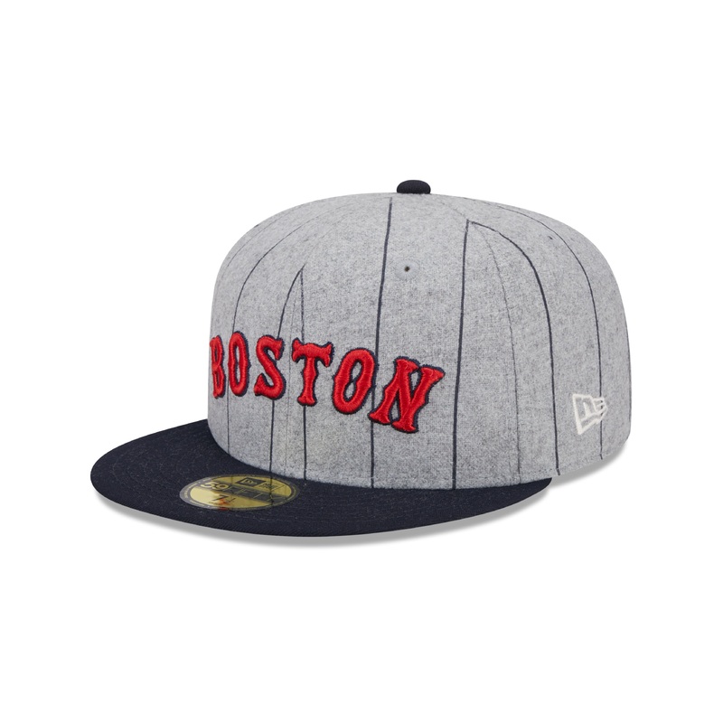 Boston Red Sox MLB New Era Men’s Grey 59Fifty Heather Pinstripe Fitted Hat