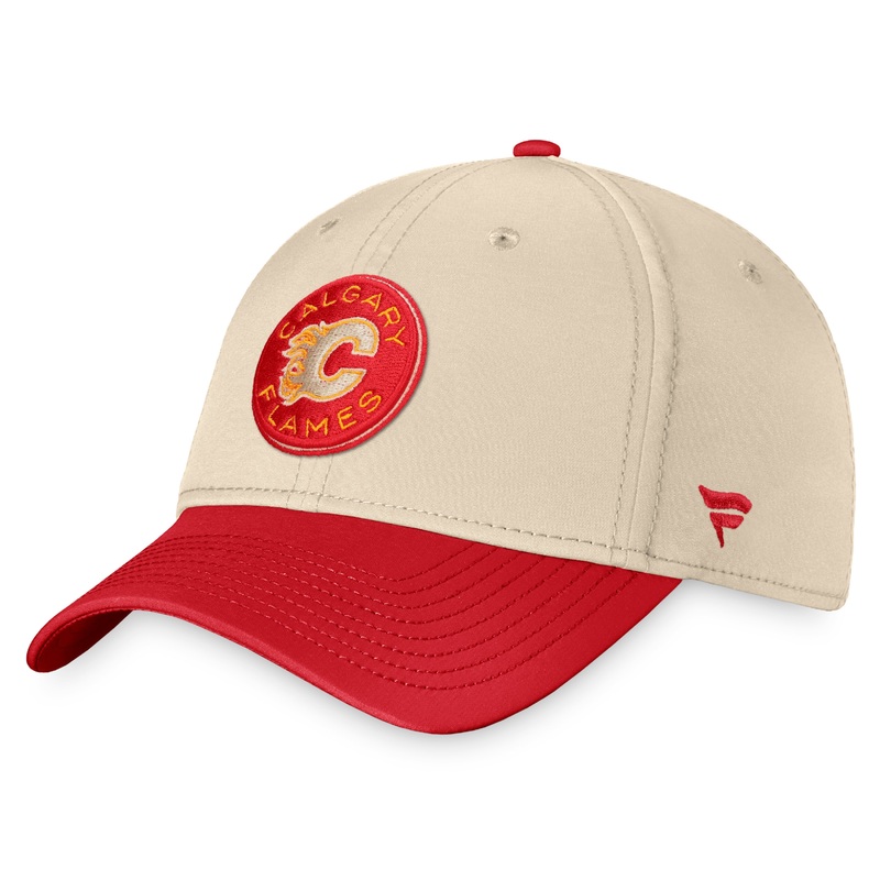 Calgary Flames NHL Fanatics Branded Men’s Cream/Red 2023 Heritage Classic Stretch Fit Hat