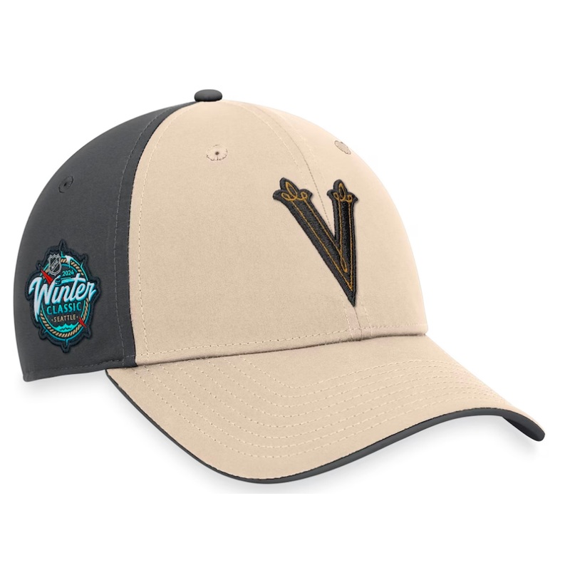 Las Vegas Golden Knights NHL Fanatics Branded Men’s Cream/Charcoal 2024 Winter Classic Stretch Fit Hat