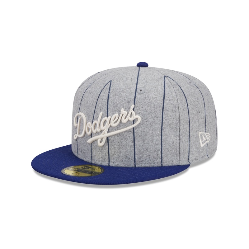 Los Angeles Dodgers MLB New Era Men’s Grey 59Fifty Heather Pinstripe Fitted Hat