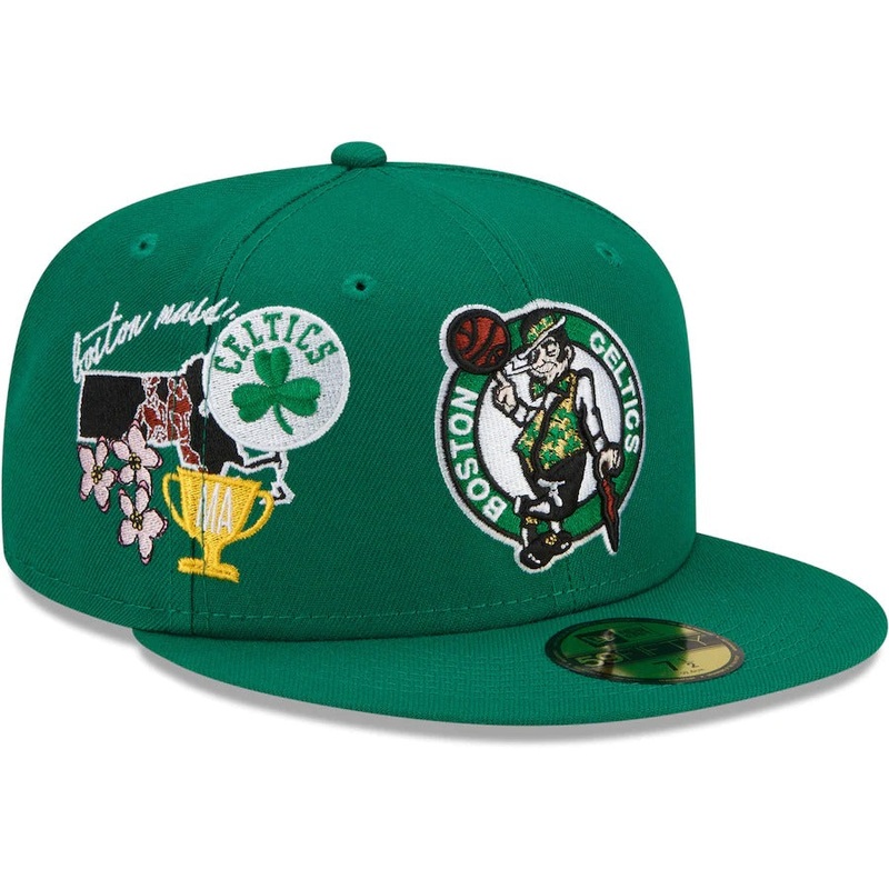 New Era Boston Celtics Kelly Green City Cluster 59FIFTY Fitted Hat
