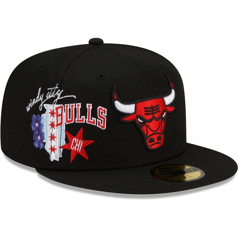 New Era Chicago Bulls Black City Cluster 59FIFTY Fitted Hat