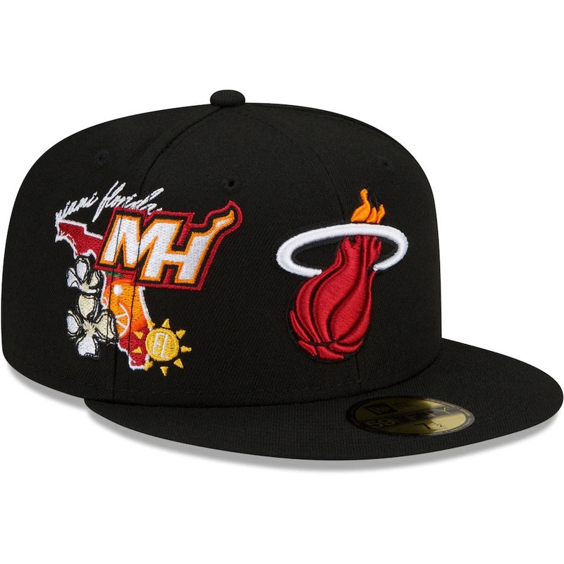 New Era Miami Heat Black City Cluster 59FIFTY Fitted Hat