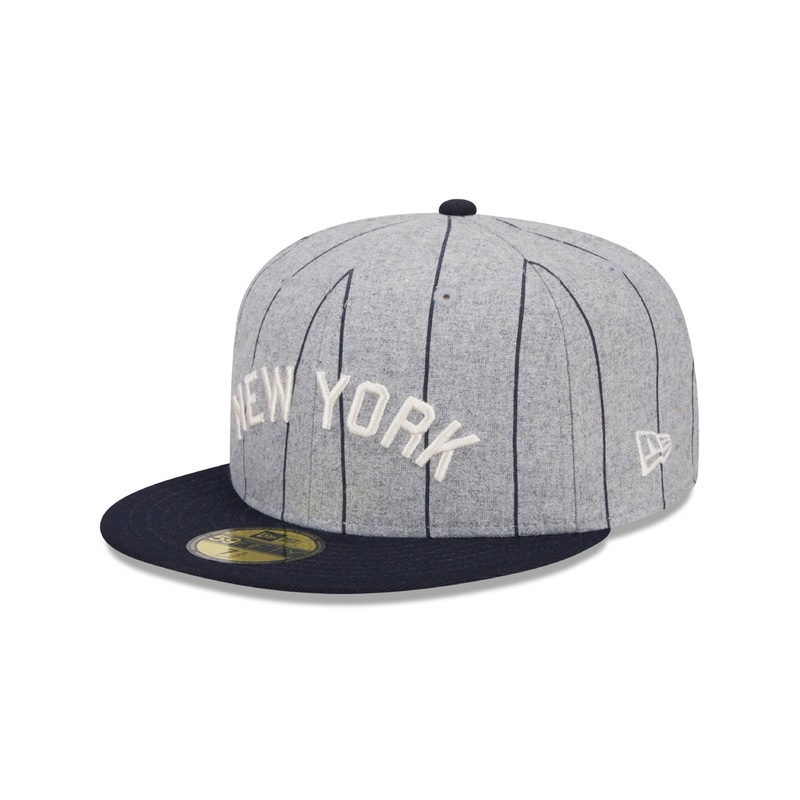 New York Yankees MLB New Era Men’s Grey 59Fifty Heather Pinstripe Fitted Hat