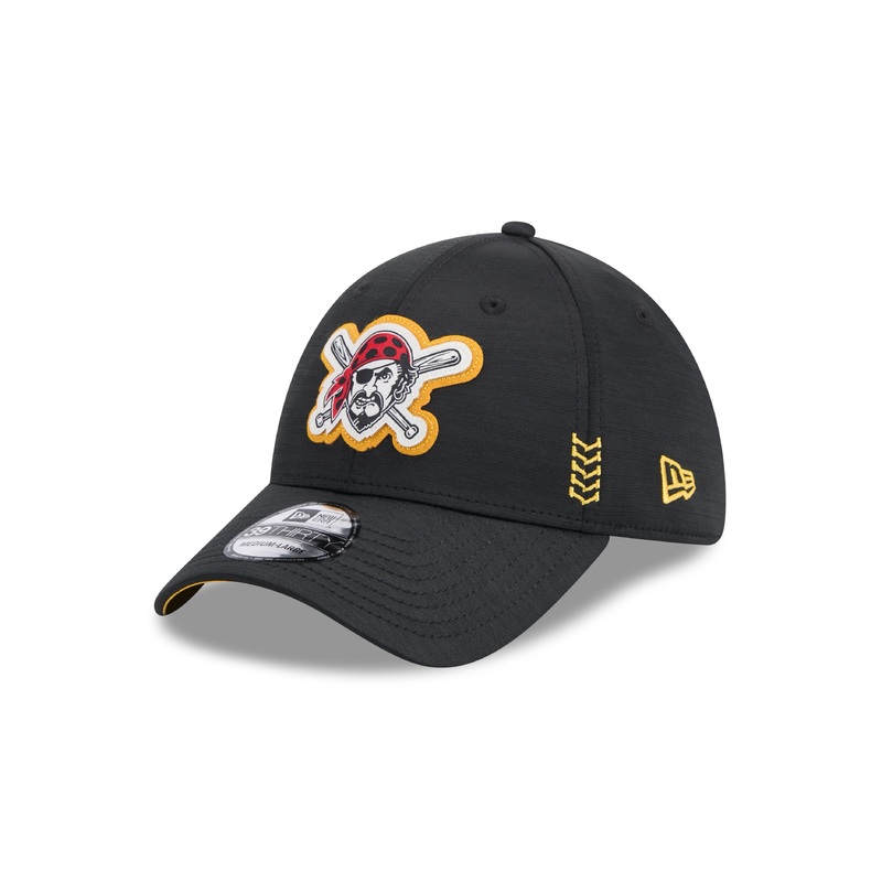 Pittsburgh Pirates MLB New Era Men’s Black 39Thirty 2024 Clubhouse Stretch Fit Hat