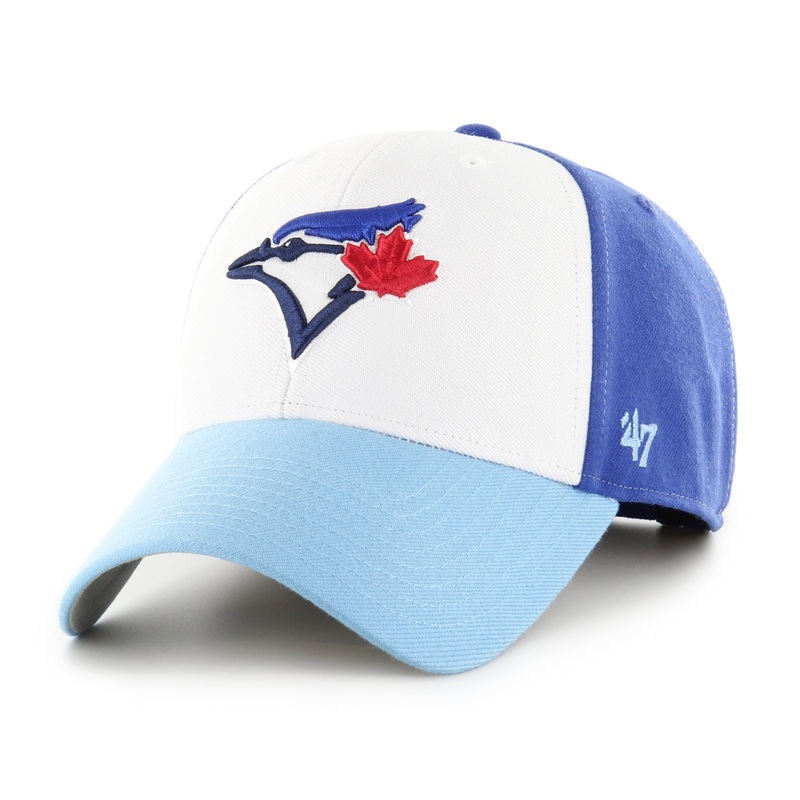 Toronto Blue Jays MLB 47 Brand Men’s White/Light Blue Tri-Tine MVP Adjustable Hat