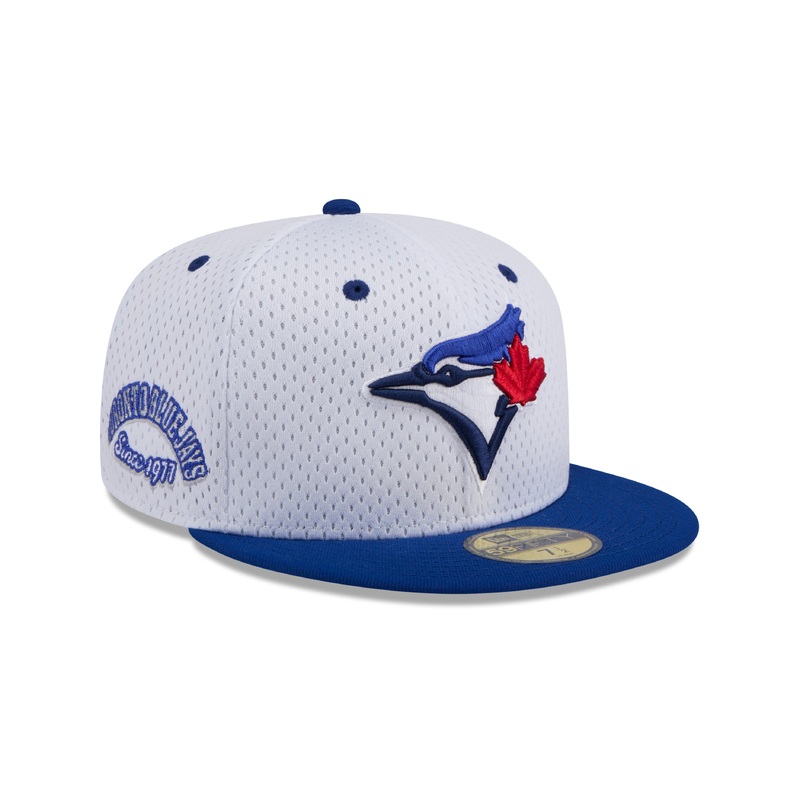 Toronto Blue Jays MLB New Era Men’s White 59Fifty Throwback Mesh Fitted Hat