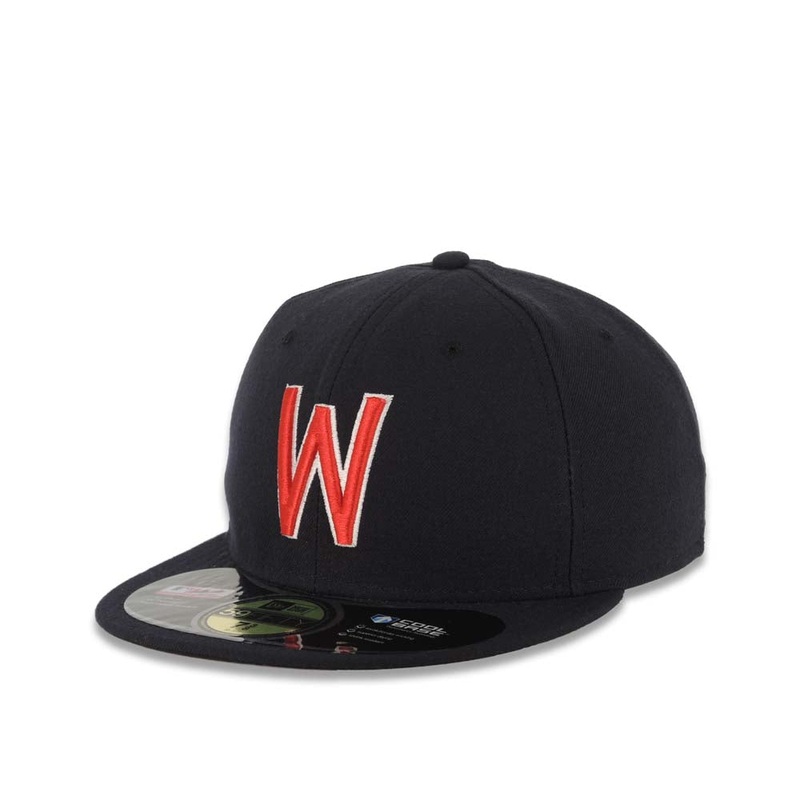 Washington Nationals New Era MLB 59FIFTY 5950 Fitted Cap Hat Navy Blue Crown/Visor Red/White Logo